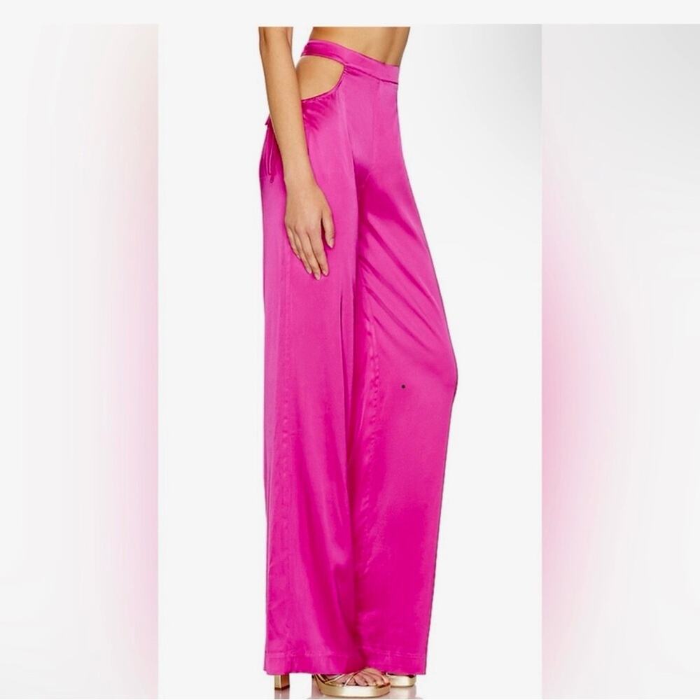 Camila Coelho hot pink satin hip cutout Wide-Leg Pants size small - Picture 3 of 16